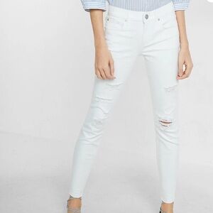 Abercrombie & Fitch Harper low-rise super skinny White Distressed Jeans